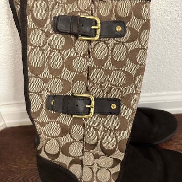 Coach monogram and suede brown boots size 7 - Picture 2 of 4